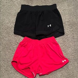 Under Armour Women's Athletic Shorts in Black and Red
